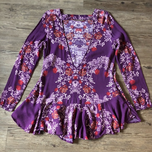 Free people smooth talker floral print tunic dress with pockets - Picture 6 of 10